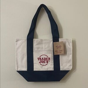 Navy and White Mini Canvas Tote Bag